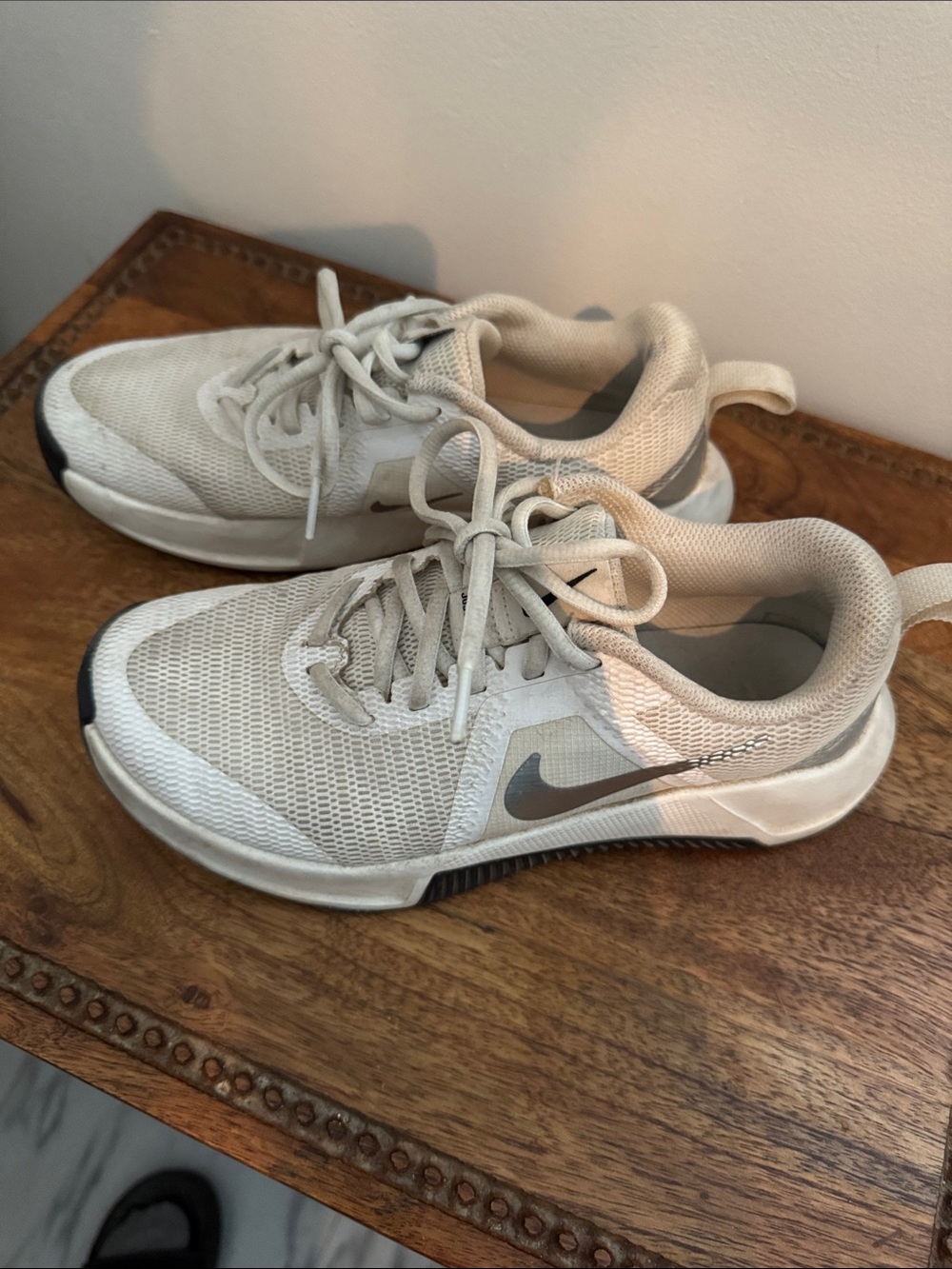Nike Kids Cream/Gray Athletic Sneakers